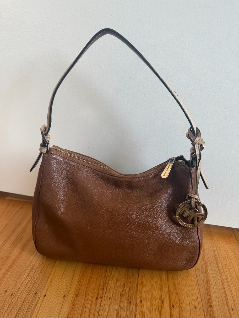 Michael Kors Brown Pebbled Leather Shoulder Bag